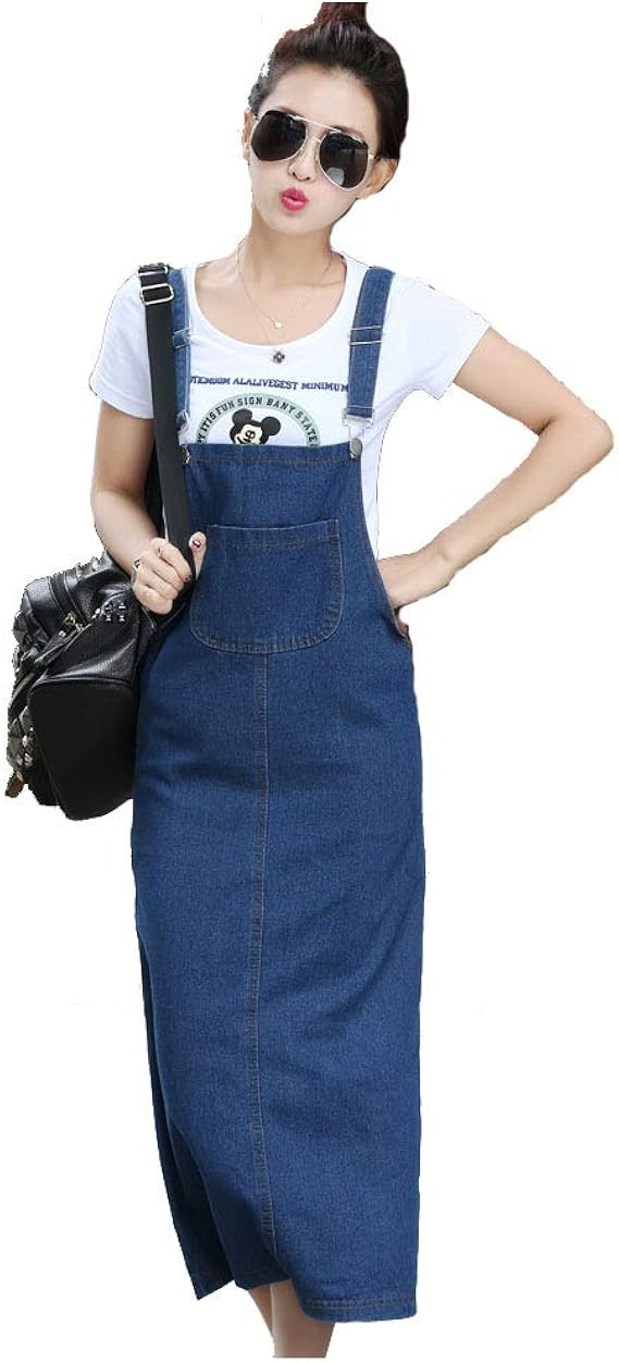 Amazon Co Jp Tongyi ドウゲイ デニム ワンピース サロペット デニム スカート ロング ワンピース オーバーオール カジュアル レディース 体型カバー ユッタリ 大きいサイズ 服 ファッション小物