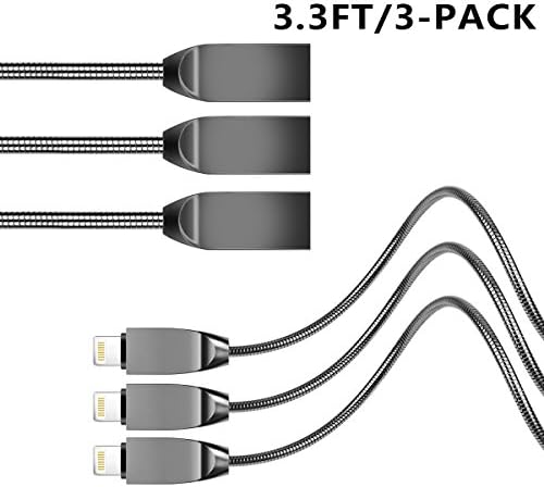 originAIM 3 PACK/3.3 FEET Lightning USB Charger Cables Fast Charging Lines for iPhone iPod iPad (BLACK)