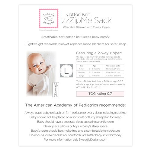 SwaddleDesigns Cotton Sleeping Sack with 2-Way Zipper, Blue Tiny Triangle Shimmer, Large