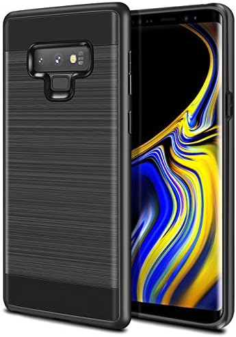 WOLLONY Heavy Duty Case for Galaxy Note 9, Metal Brushed Design Slim Anti-Scratch Case Dual Layer Shock Absorption Anti-Fingerprint Full Protective Bumper Cover for Samsung Galaxy Note 9 Black