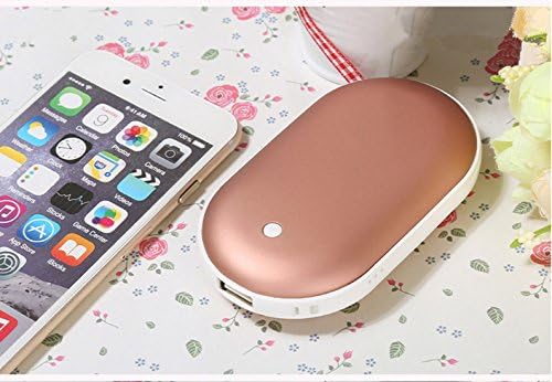 Mini USB Charger, Portable 5200mAh Double-sided Reusable Hand Warmer Power Bank &amp; Rechargeable Pocket Electric Heater (Rose gold)
