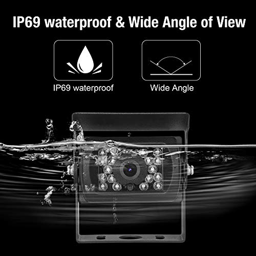PUMPKIN Backup Camera System Kit with 7” Monitor, Sony Sensor+ IP69 Waterproof Rear View Camera for Car Trucks RV Trailers, Support Super Night Vision, 2 Channel Video Inputs, Built-in Microphone
