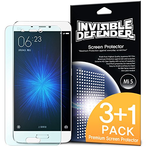 Xiaomi Mi 5 Screen Protector - Invisible Defender [3 + 1 Pack / MAX HD CLEARNESS] Perfect Touch Precision Film for Xiaomi Mi 5