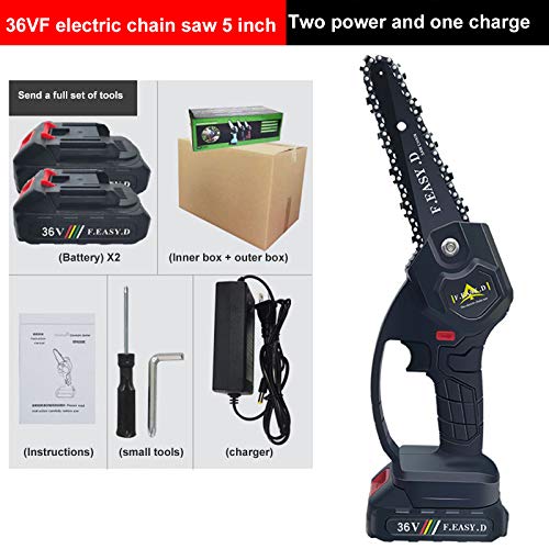 Mtianxy 24V / 36V 5 Zoll Mini Elektrische Kettensäge Mini Elektrische Handkettensäge mit 2 Batterien, 1 Aufladen – Bild 3