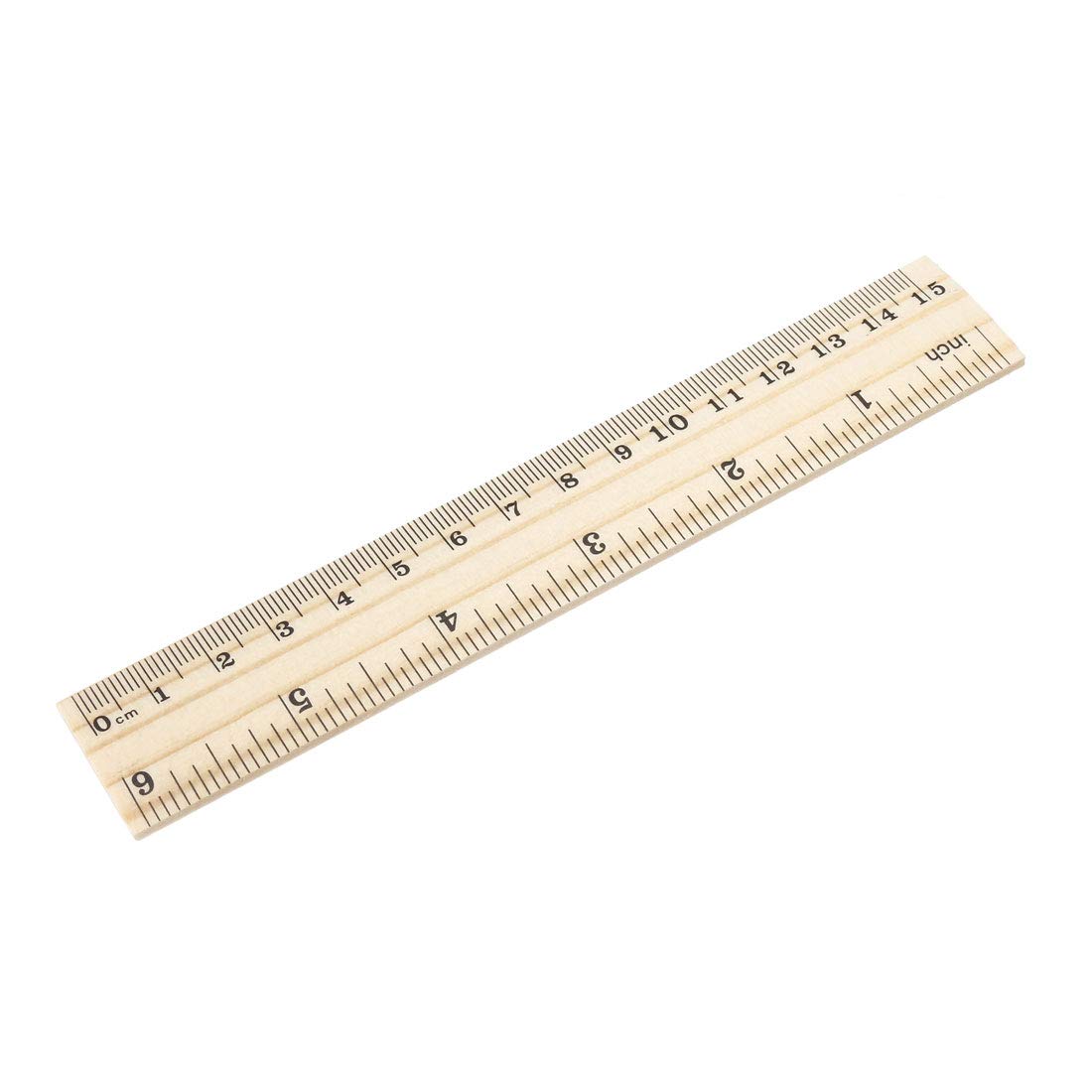 sourcing map Wood Ruler 15cm 6 Inch 2 Scale Office Rulers Wooden Straight Rulers Measuring Ruler 10pcs
