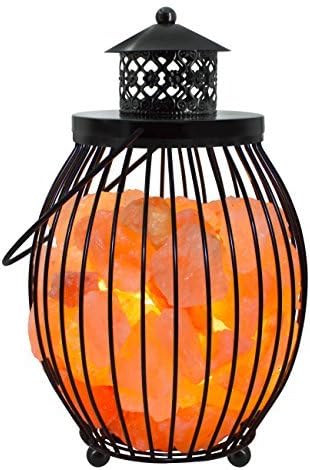 WBM 1342 Himalayan Glow Natural Air Purifying Himalayan Lantern Style Basket Salt Lamp with Salt Chunks, Bulb and Dimmer Control, by Wbm