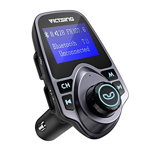 VicTsing T11 FM Transmitter, [Upgraded Version] Bluetooth FM Transmitter Car Radio Kit with 4