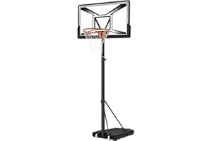 Seray Basketball Hoop 4.4-10 FT Height Adjustable for Teens/Adults, 44 Inch Backboard Portable Basketball Hoop Basketball Goal System with 2 Wheels for Outdoor/Indoor Sports