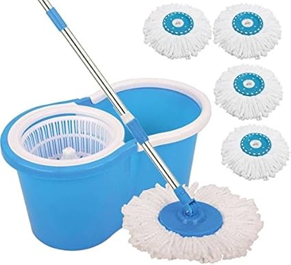 Trade Vast 360 Degree Spinning PVC Mop with Bucket and 4 Rotating Heads