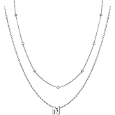 PROSILVER S925 Sterling Silver Necklace for Women Layered Initial Pendant Necklaces Women's Dainty Silver Chain Trendy Charm Necklace Letter A-Z