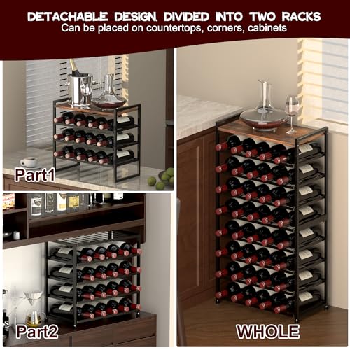 Alytree 40 Bottle Wine Rack Freestanding Floor, 8-Tier Wine Storage Racks with Table Top, Detachable Wine Bottle Holder, Bar Stand Display Shelf for Kitchen, Bar(L46 x W24 x H86cm