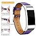 Mornex Replacement Leather Band Compatible with Fitbit Charge 2, Classic Genuine Leather Wristband for Men Women(Purple-Silver Buckle)