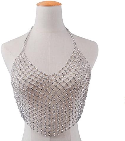 Charm Women Shiny Harness Crystal Rhinestone Bra Chest Body Chain Bikini Jewelry