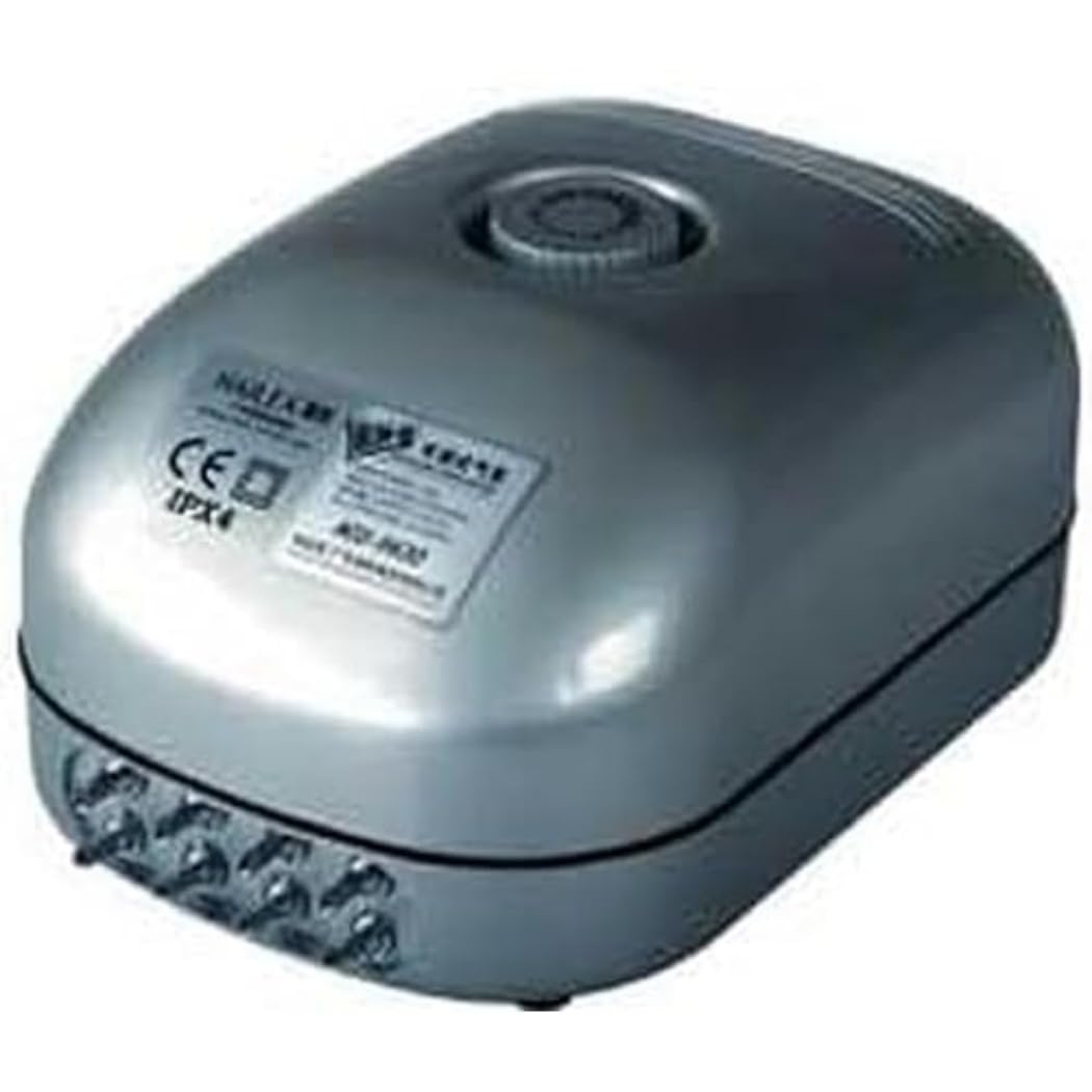 Hailea Aquarium Aerator Air Pump - Adjustable 8 Way, 2.3 to 16 Liters/Min, Corded Electric, 15 Watts, <45dB, 17.5x13.4x28 cm, for Aquarium and Pond Owners