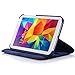 AiSMei Tab 4 8.0 Case, Rotating Stand Case For Samsung Galaxy Tab 4 8.0 SM-T330NU SM-T331, SM-T337 8-Inch Tablet PC, 8inch PU Leather Case + Bonus Stylus + Screen Protector - Navy Blue
