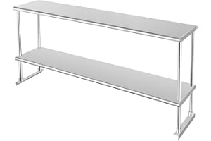 HARDURA RESTAURANT EQUIPMENT HARDURA Stainless Steel Overshelf 12X72 Inches, NSF Commercial Double Shelf for Prep Work Table in Restaurant, Home and Kitchen