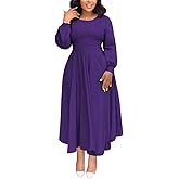 Women's Church Dresses for 2025 Wedding Guest Cocktail Tea Party Long Sleeve A-Line Vintage Evening Graduation Dress