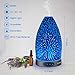 Sztrokia Essential Oil Diffuser,3D Glass Aromatherapy Diffuser,300ml Ultrasonic Cool Mist Humidifier with Color Changing LED Lights, Waterless Auto Shut-Off,Metal Case Base
