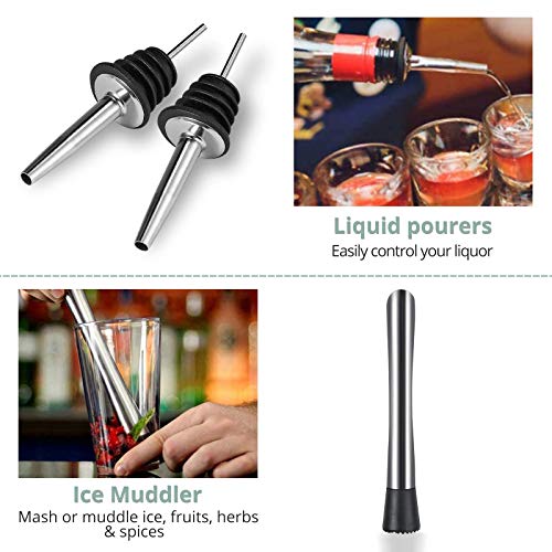 COLFULINE Cocktailshaker Set, 7 PCS Boston Shaker Set Edelstahl Cocktailshaker, Cocktailset Groß 750ML 500ML, mit… – Bild 5