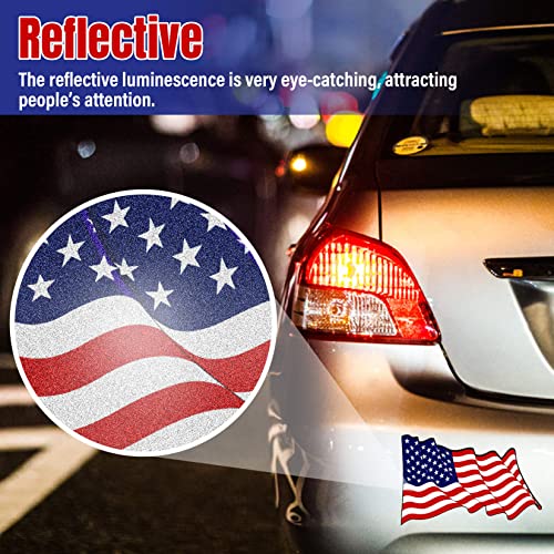 3PCS American Flag Sticker Decal Vinyl - Waving USA American Flag Reflective Stickers psler Waterproof Self Adhesive Car Decal for Mailbox, Bumper, Car Window, Trucks Sticker
