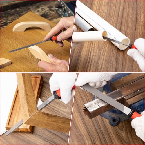 SHALL Juego de 17 limas de metal para metal, madera y plástico, 4 limas de mano y 12 de aguja, cepillo de alambre, lima de metal de alta calidad con caja de almacenamiento.