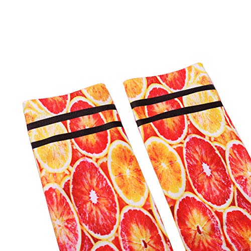 DREAM SLIM Mens Unisex Funny Crazy Color 3D Skull Pattern Athletic Basketball Sports Novelty Crew Tube Socks (Grapefruit) - Thumbnail 6