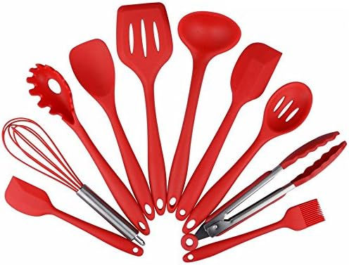 Silicone Spatula Set - Yamoo 10 Piece Heat-Resistant Spatulas & Baking Spoon, Safe Soft and Non-stick Flexible Silicone Rubber Spatulas Cooking Utensils - Strong Stainless Steel Core Kitchen Utensils