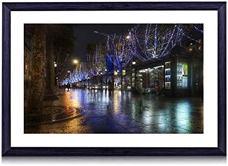 80cmx60cm 木製の黒色のフォトフレーム フランスの夜パリの照明通り 壁掛け 壁飾り 卸直営 壁ポスター おしゃれ 壁の絵 アートパネル ウォールアート 装飾画 額縁 インテリア絵画 部屋飾り
