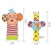 FunsLane 8 Packs Baby Rattle, Baby Wrist Rattles and Foot Finder Socks Set, Educational Development Soft Animal Toy Shower Gift with Monkey, Elephant, Puppy and Piggy