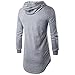 Keybur Mens Hipster Hip Hop Longline Classic Pullover Long Sleeve Hoodies Fashion Sweatshirt (L, Grey)