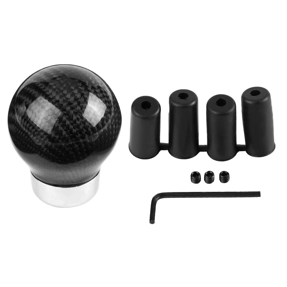 Tbest Shift Lever Knob, Car Modified Universal Gear Head True Carbon Fiber Gear Shift Knob Carbonized Gear Lever