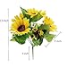 DearHouse Artificial Flowers 4 Bouquet Silk Sunflowers Artificial Sunflower Bouquet 7 Heads Beauty Fake Sunflower Artificial Silk Flower Bouquet for Home Kitchen Bride Holding Flowers Floral Decor