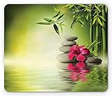 Ambesonne Spa Mouse Pad, Stones and Bamboo Leaves