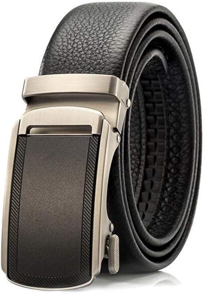 Belt Belt Leather Belt For Men Automatic Slide Holeless Ratchet Buckle