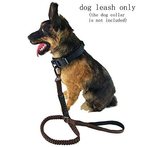MEIKAI Tactical Dog Training Bungee Leash with 2 Control Handle Quick Release Reflective Nylon Leads Rope (Brown) - Thumbnail 4