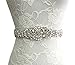 E-Clover Bridal Crystal Rhinestone Wedding Dress Sash Belt With Ribbon (Grey)