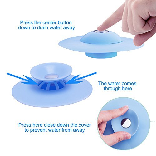 MBSSHI Multi-function Drain Stopper and Hair Catcher of 3 Colors and Strainer for Floor, Laundry, Kitchen and Bathroom (3pack)