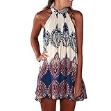 Sannysis Summer Fashion Womens Chiffon Sleeveless Loose Flower Party Dress (XL)