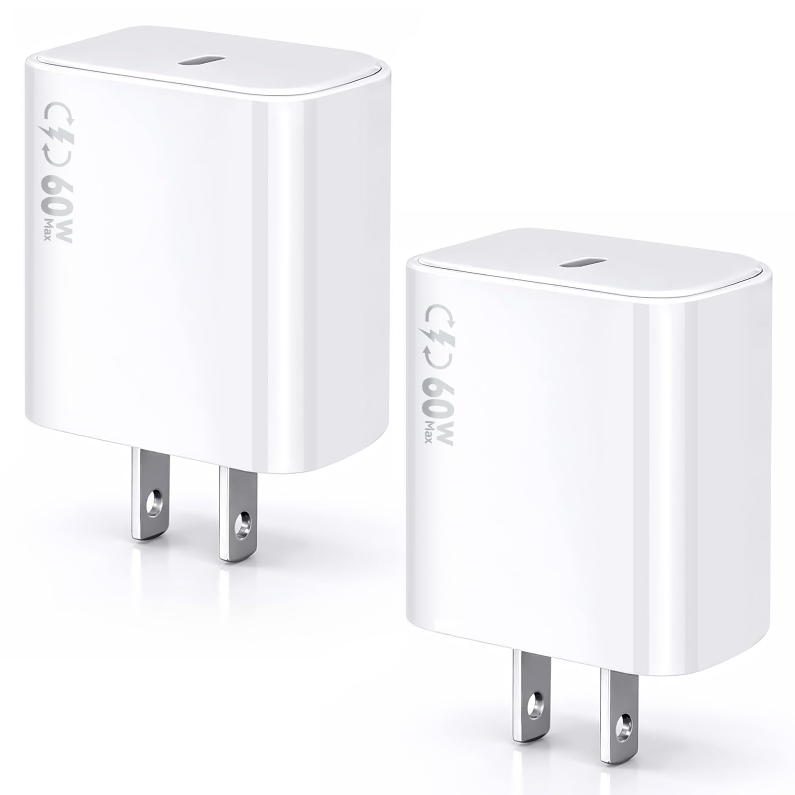 iPhone 17 Fast Charging Block, 40-60W Wall Adapter, USB C 60W Max Output, 2Pack USB Type C Charger Blcok Compatible with iPhone 17/17 Air/16e/16 Pro/16 ProMax/15/14/13/12,iPadPro/iPadAir,iPadmini,iPad