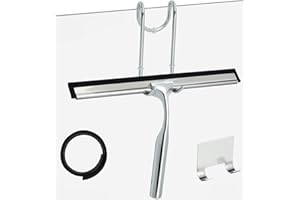 CTOHN Shower Squeegee for Shower Glass Doors Stainless Steel, Bathroom Window Squeegee for Home Cleaning, Shower Doors, Mirrors, Tiles and Car Windows, 10 Inches, Silver