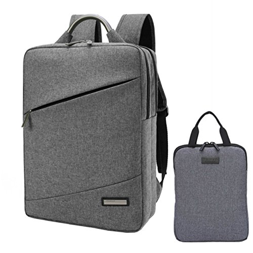 MTFY 15.6'' Nylon Travel Business Backpack, Water Resistant 2in1 Metal Handle Briefcase / Rucksack