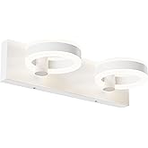 PHIXART LED Bathroom Light Fixtures,15inch White Vanity Lights, Modern 2 Light Acrylic Wall Sconces, 350° Rotatable Wall Ligh