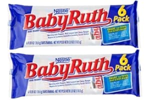 BABY RUTH MINI (2 pack) Baby Ruth Fun Size, 6 Pack Bar, Dry Roasted Peanuts, Rich Caramel, and Smooth Nougat 3.9 oz