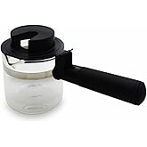 IMUSA 4 Cup Glass Replacement Carafe with Black Handle for Coffeemaker | Bare Glass Finish, Cool-Touch Black Handle with Lid, Ideal for Espresso, Perfect for Home or Office