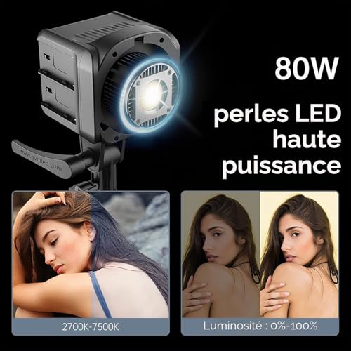 GVM CRI97 80W Video Lamp with Light Box, App Control 2700K-7500K LED Studio Lighting for Photography, Bi-Color Photo Light with 8 Lamp Effects for Youtube Studio Video