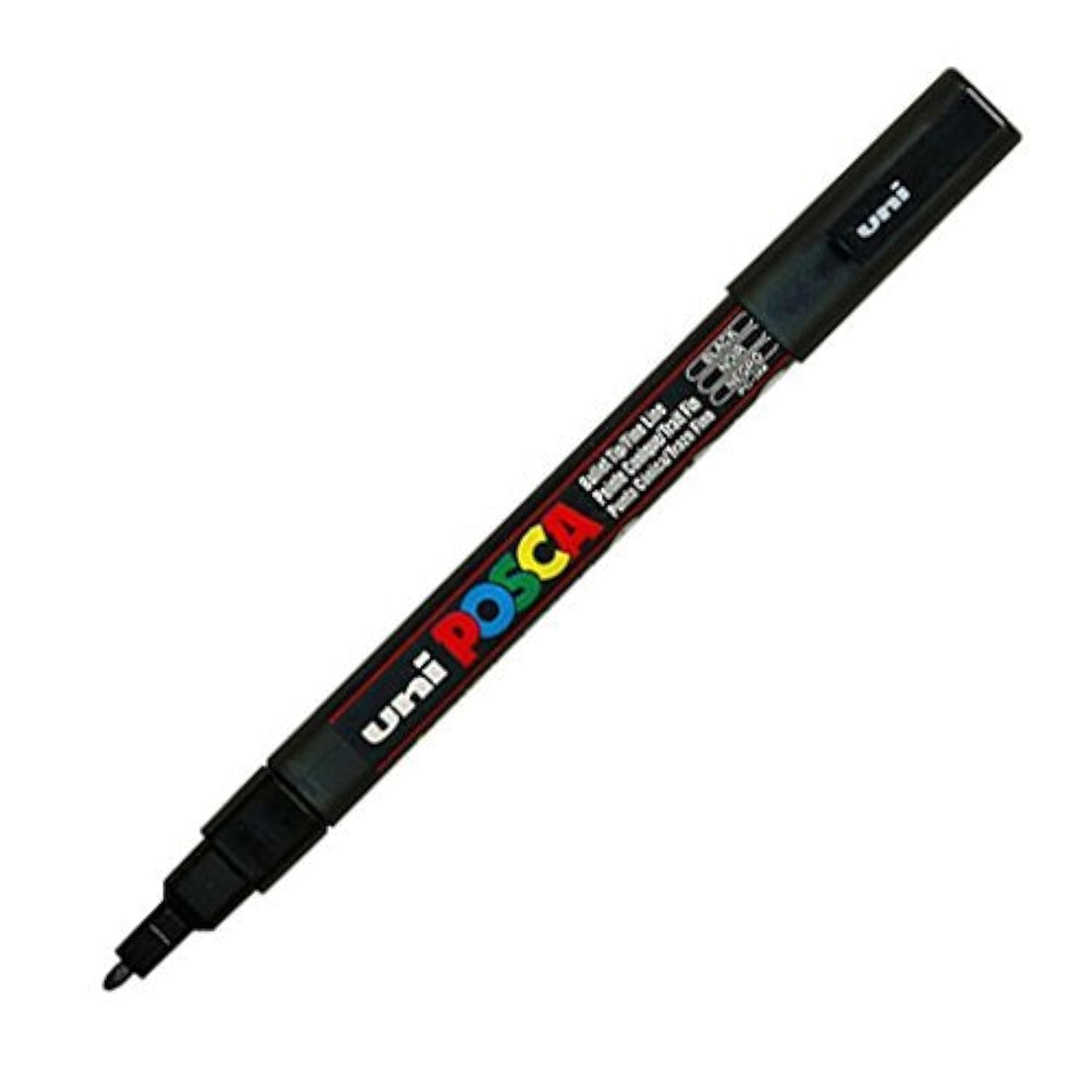 Posca UNI-BALL MARKER PEN PC-3M - BLACK - PACK OF 3 PENS