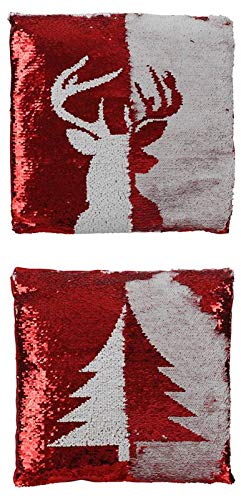 Edelman 8718861654646 Reversible Sequin Cushion - White/Red, Multi-Colour