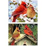 HaiMay 2 Pack DIY 5D Diamond Painting by Number Kits Full Drill Round Rhinestone Embroidery Pictures Arts Craft for Home Wall Decoration, Birds(16×12inch)