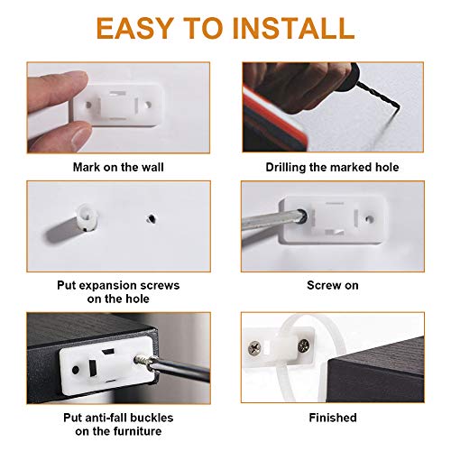 JJGoo 16 Sets Furniture Anchor Straps Baby Proofing Nylon Anti-Tip Furniture Anchors Attach Furniture to Wall, Child Safety Straps Earthquake Resistant Keeping Baby Pet Safety from Falling Furniture