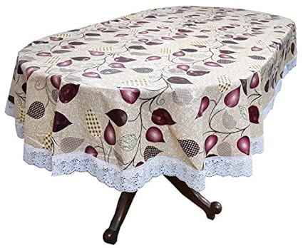 Stylista 4 Seater Table Cover Oval Shaped WxL 54x78 inches with White Border lace